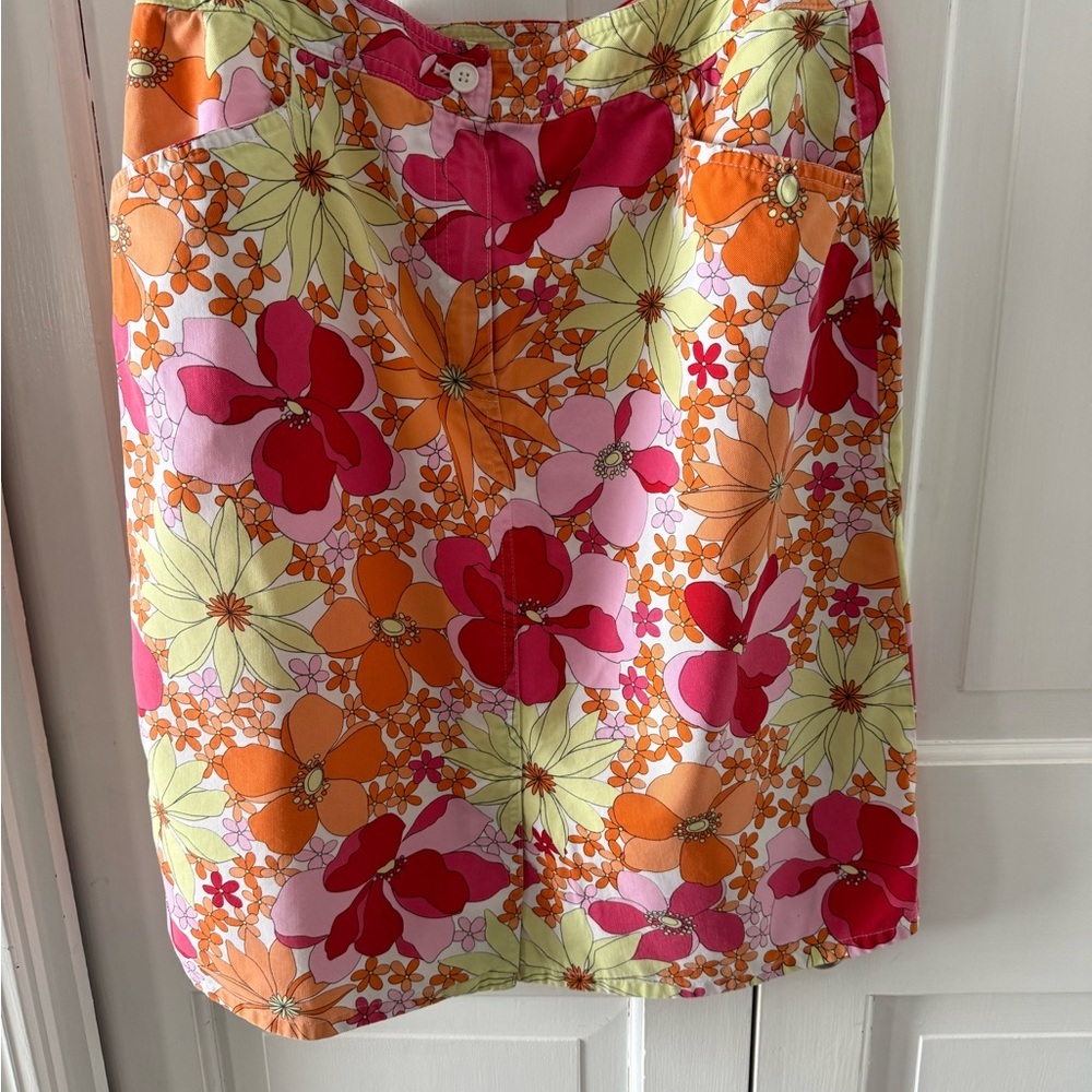 Talbots Floral Mini Skirt in Pink, Orange, and Yellow